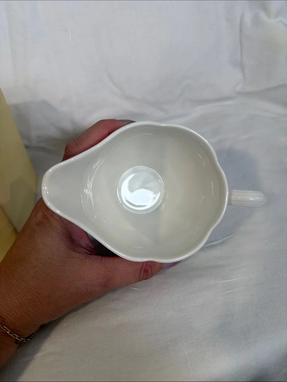 Lenox Butterfly Meadow Porcelain Creamer in White with Yellow and Pink